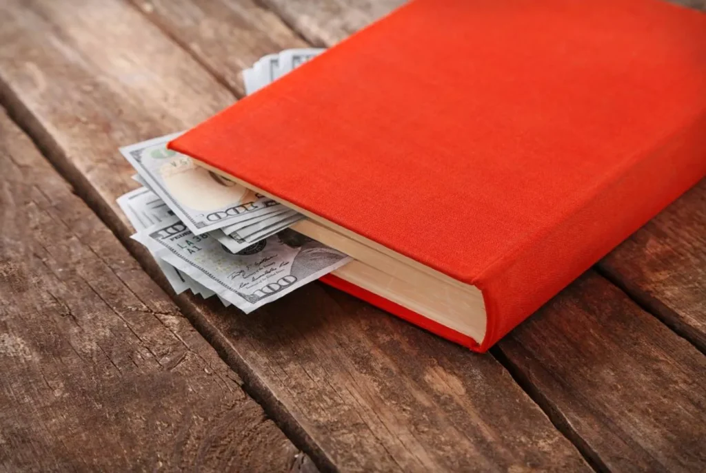 Book with cash inside