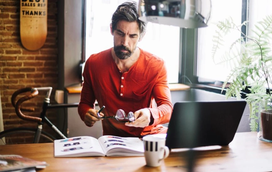 Entrepreneur working on startup business development plan