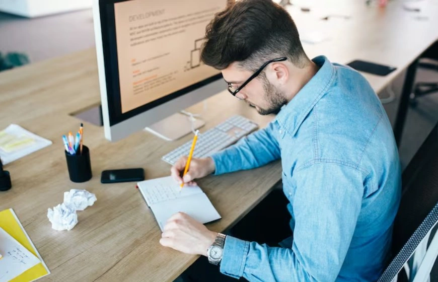 Writer editing content for SEO